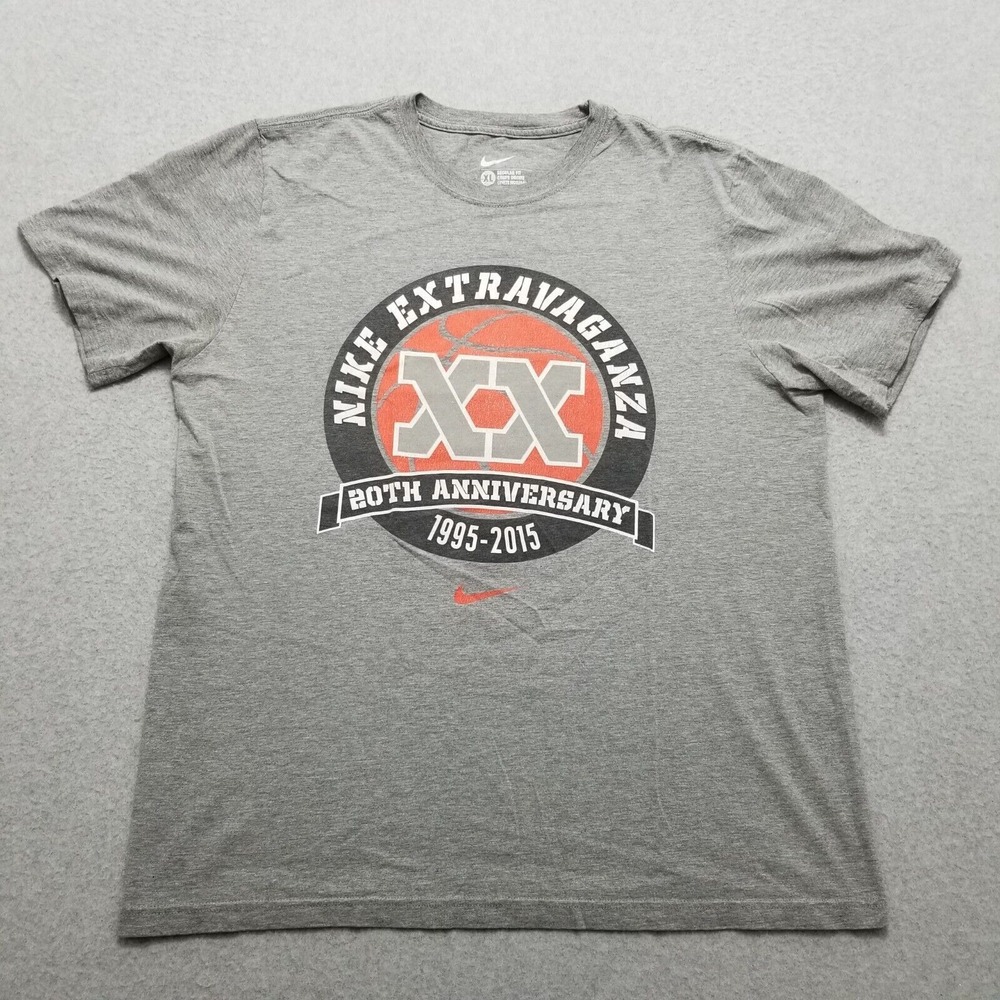 Nike Extravaganza Shirt Mens XL Gray Short Sleeve Crew‎ Neck Basketball